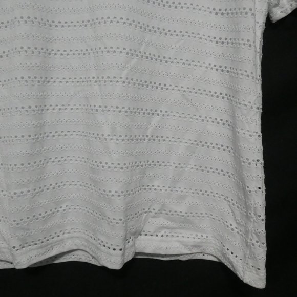 CROFT AND BARROW | large| Lined Perforated White Short Sleeve Knit Shirt | NWOT - Picture 7 of 13